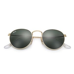 RAYBAN ROUND METAL SUNGLASSES GOLD GREEN CLASSIC